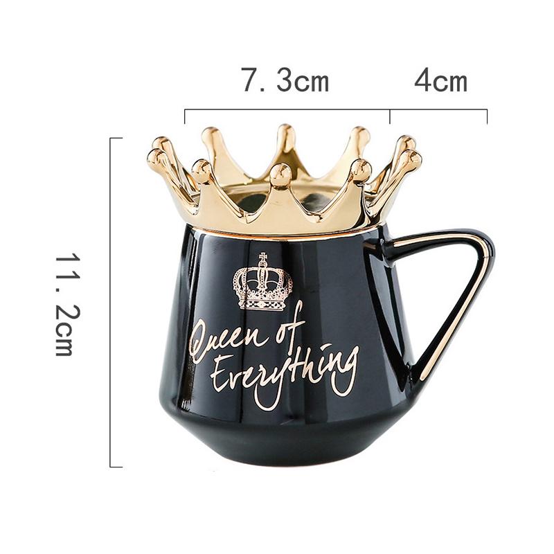 Crown Ceramic Coffee Cup Fine Couple Mug with Lid Simple Afternoon Tea Coffee Cup Breakfast Milk Coffee Mug Birthday Gift 400ml