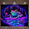 VIKAMA Psychedelic Frog Cave Tapestry Neon Glow Art Living Room Sofa Backdrop Wall Decor Room Accent Home Decor