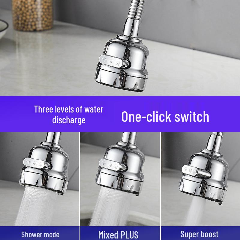 Universal Rotating Kitchen Faucet Extender with Water Saver and Anti-Splash Aerator