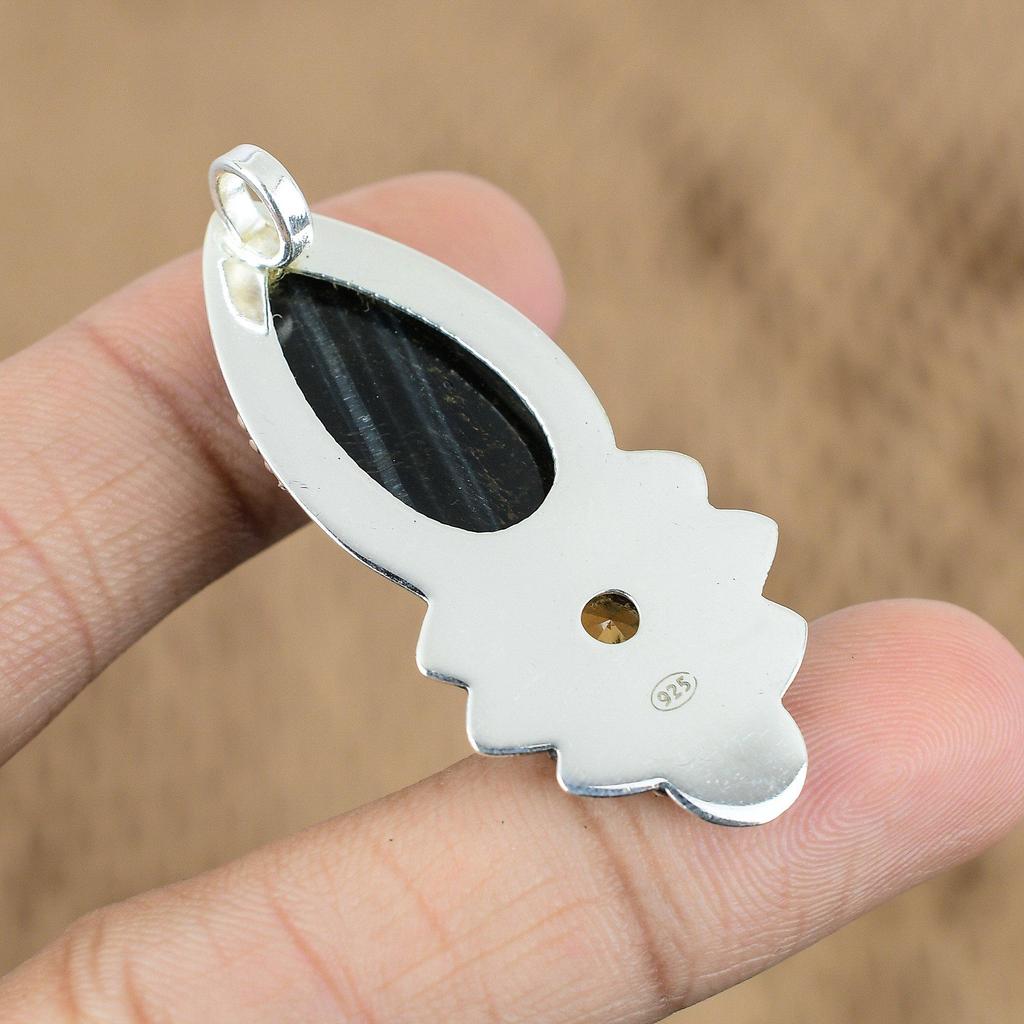 Natural Pietersite Gemstone Pendant 925 Sterling Silver Indian Jewelry For Women