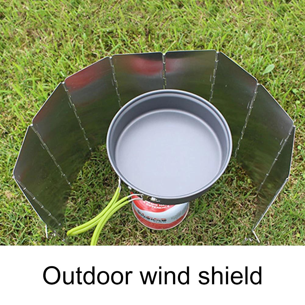 8//9/10/16 Plates Camping Stove Windscreen Aluminum Alloy Folding Stove Windscreen Ultralight Windproof Screen Windshield