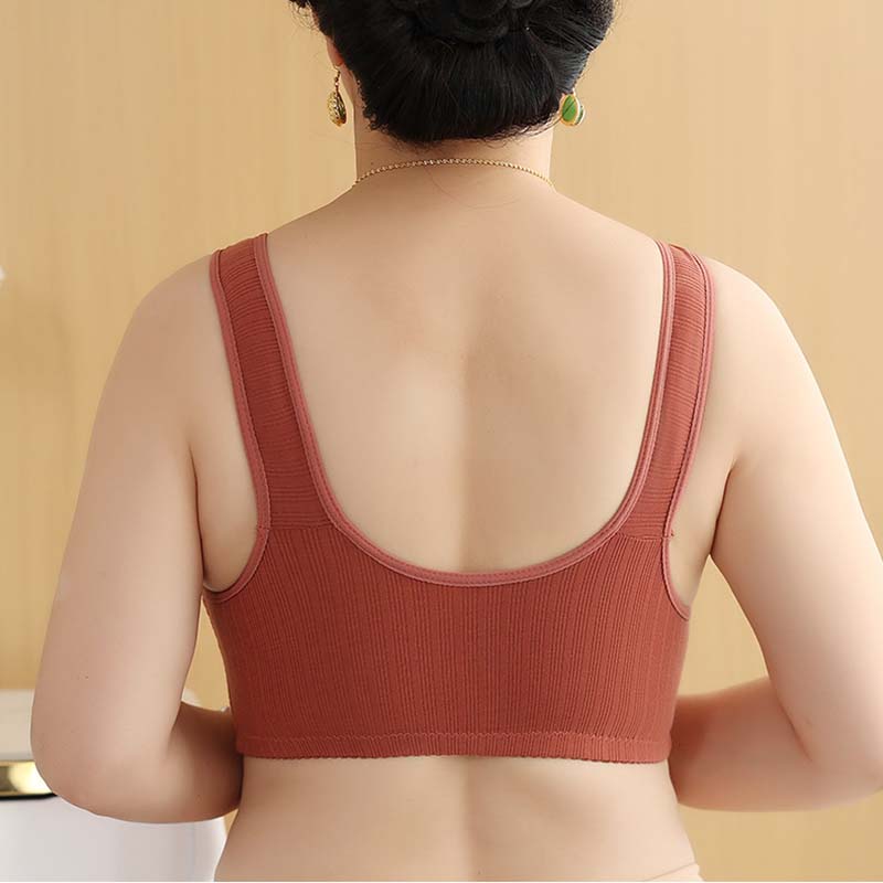 Cotton Cup Front Zipper Underwear Stainless Steel Vest Style Oversized Bra Solid Color Lightweight Breathable Soft Comfortable Casual Tank Top