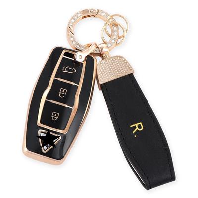 [YANMW] Nueva Funda para Llave Outlander Compatible con Mitsubishi Nuevo Outlander PHEV GN0W Funda para Llave Inteligente Cubierta para Llave OUTLANDER (Dorado Negro)