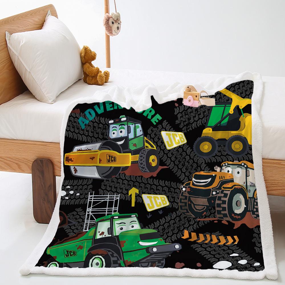 Cartoon Car Construction Car Lamb Fleece Crystal Fleece Children's Blanket Blanket