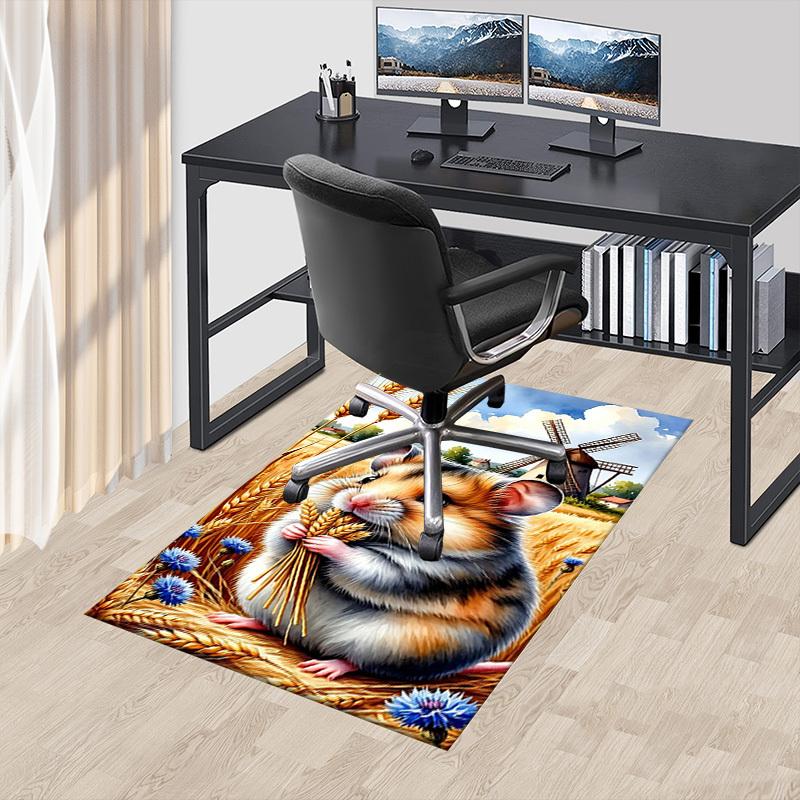 1PC Hamster, Wheat Extra Large Non Slip Floor carpet, Office, family, bedroom, Studio Large Area Rug Indoor Rugs, Vibrant Colors
