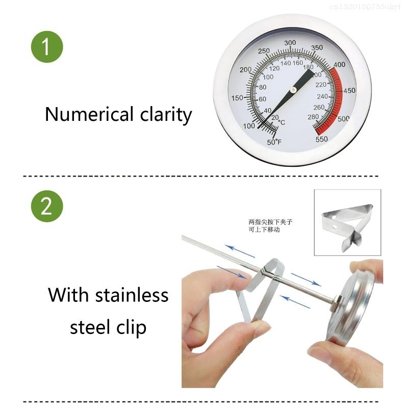 Oil Thermometer for Deep Frying Stainless Steel Deep Frying Thermometer with Clip for Cooking Oil Fry