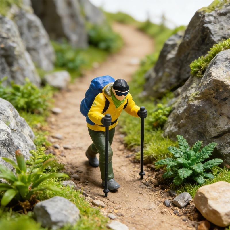 Realistic Hiking People Figure Model 1:64 Scale Hand Painted Miniature Figures for Dioramas Props,Photography Collectors