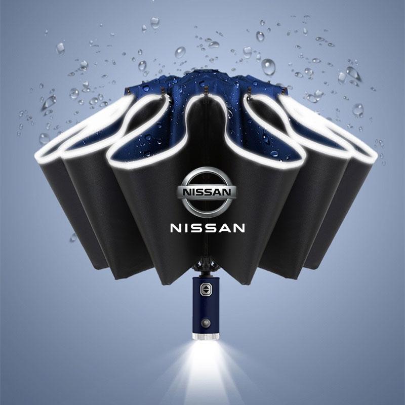 

Fully Automatic UV Umbrella With LED Reflective Stripe Reverse Umbrellas For Nissan Rogue X-Trail GTR Note Qashqai Juke Patrol