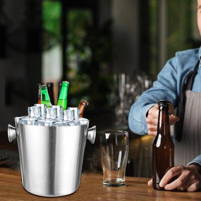 Ice Buckets For Parties Drink Cooler 2L Metal Beverage Tub Insulated Container Wine Chiller Cooler With Handle For Champagne