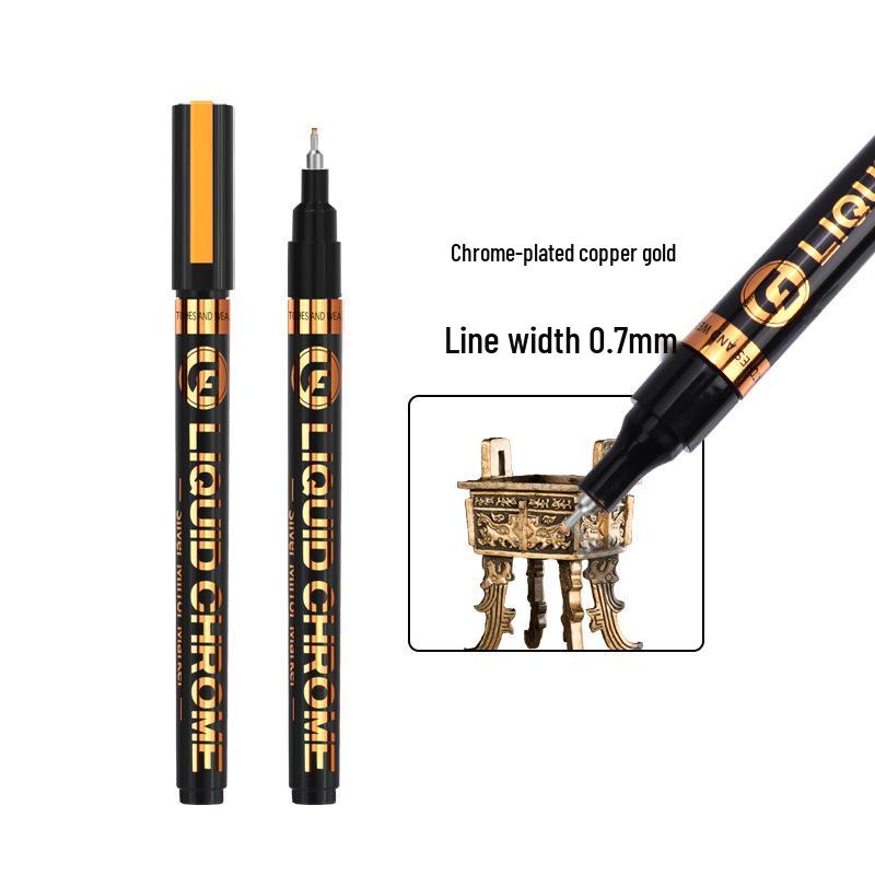 Wide Collection 843 Chrome Reflective Pen: Silver Plated Marker for DIY & Gundam Models.