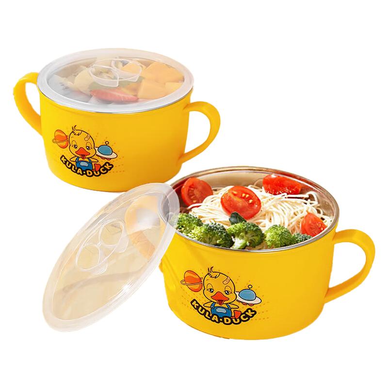 

Cute Yellow Duck Kids Double-Ear Bowl Set (2-Pack)