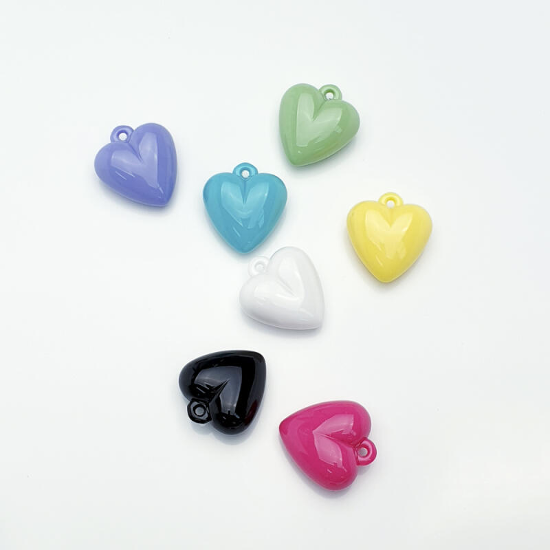 Colorful plump heart acrylic pendant keyring key holder material