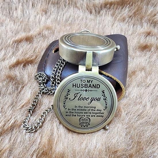 5,08 cm Messing-Kompass, Geschenke für Männer, Messing-Kompass, Geburtstagsgeschenk, Weihnachtsgeschenke für Ihn, mit Gravur „Mein Mann“.