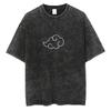 Men Fashion  Streetwear  Washed  Black  T-Shirt  Harajuku Japanese Anime Graphic Print T Shirt Summer Cotton Oversized Tops Tees