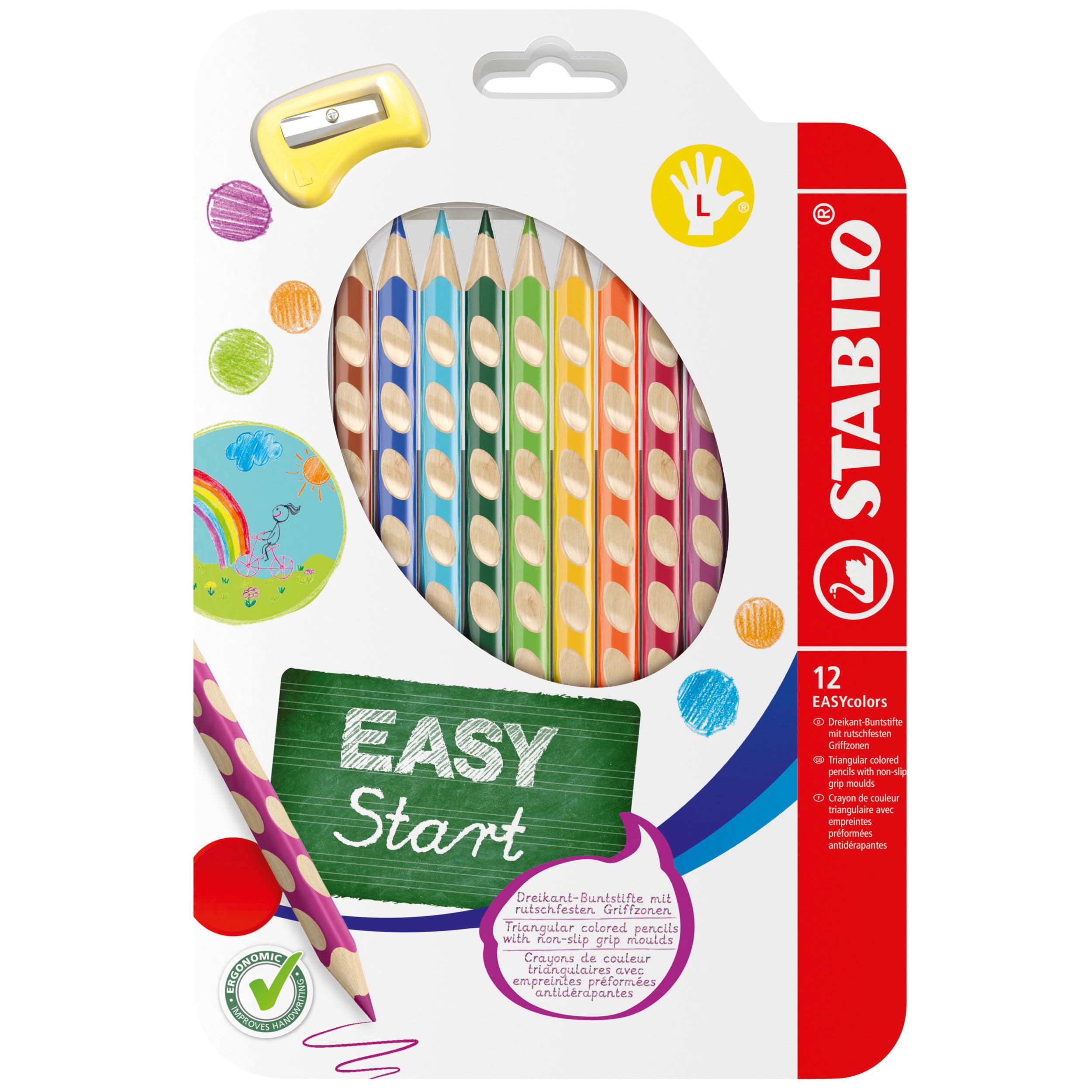 

Акварельный карандаш Stabilo Easy Color для левой руки 12 цветов 331-12