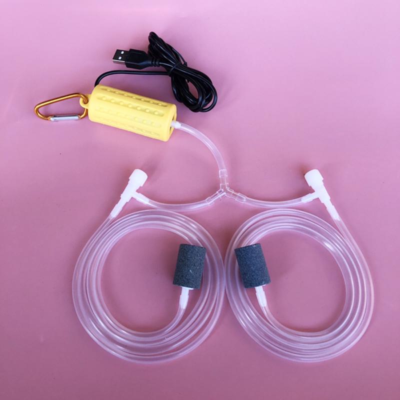 Haushalt Mini Sauerstoffpumpe Mit Doppel Luftstein Stumm USB Aufladung Luftpumpe Aquarium Fischbecken