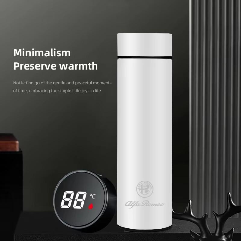 Laser Car Logo Insulated Cup Temperature Display Water Bottle For Alfa Romeo Giulietta Mito 159 Giulia Stelvio 156 147 Tonale
