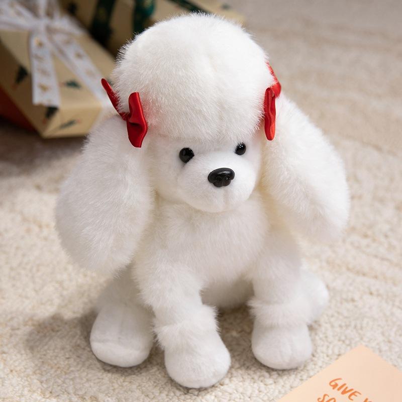 

Simulation pug doll plush toy white poodle doll boy company soothing doll 26cm