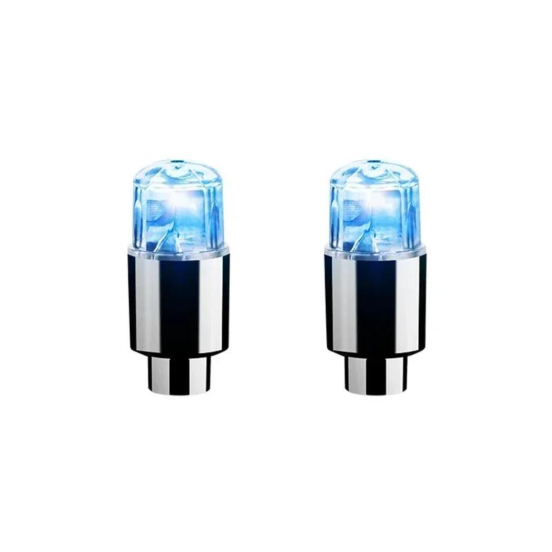 2pcs LED Tire Valve Stem Caps Neon Light Waterproof Wheel Spoke Lights LED Tire Lamp for Motorcycle Bicycle Car Accessories