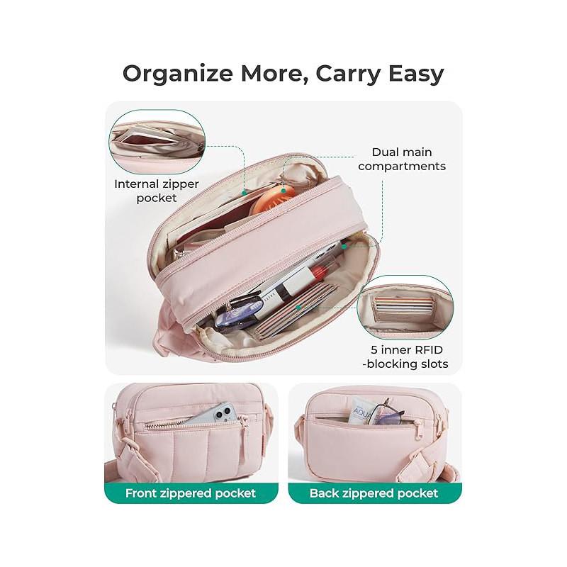 Nylon Minimalist Crossbody Bag For Women With Zip Closure And Inner Pockets For Daily Use