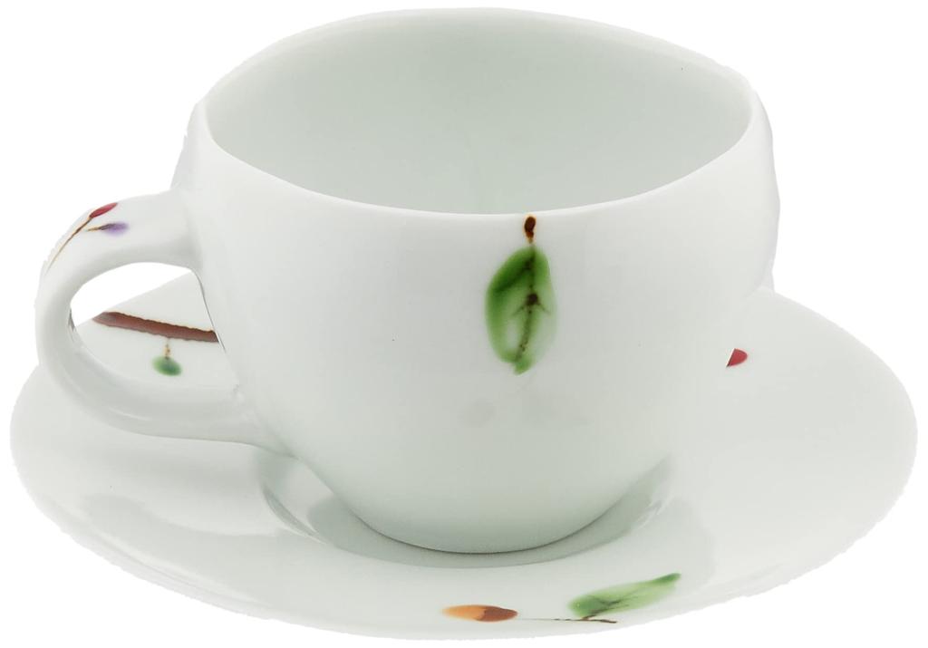 Hamato Arita Ware Ichimine Kiln Coffee Cup and Saucer, 200ml, Squirrel Design, White, 401930