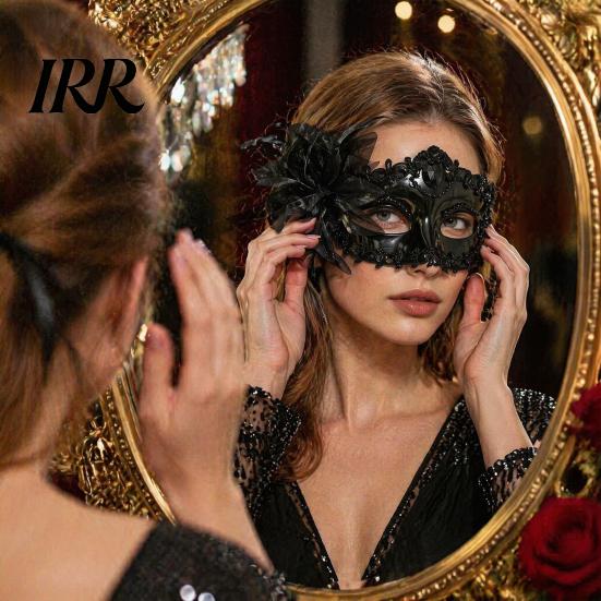 Durable Costume Mask Half Face Masquerade for Women, Mesh Flower Rhinestone Venetian Party Mask, Costumes Accessory Halloween Carnival Prom Ball