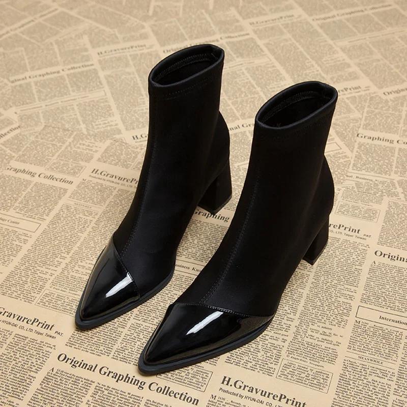 Fashion Sexy Women High Heels Ankle Boots Pointed Toe Fashion Shoes 2025 Trend Autumn Winter Chelsea Boots Brand Pumps Sock Botas Mujer