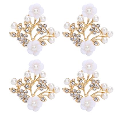 4Pcs Hollow Crystal Flower Shape Buckle Clothes Bags Shoes Buckle Decoration Accessories3.8x4.4cm