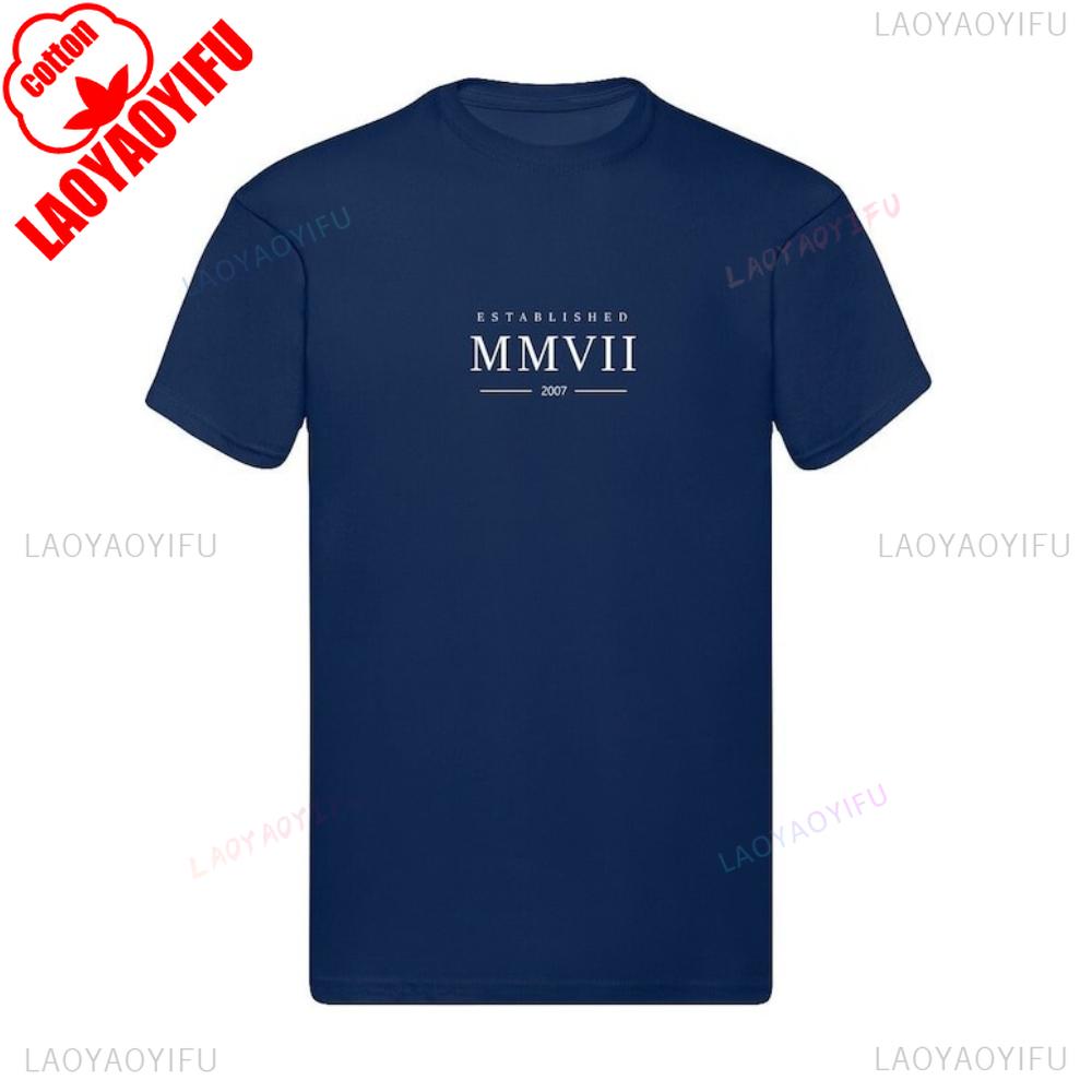 

Established 2007 Cotton Simple Printed Tshirt Tops 18 Birthday Presents Casual Tshirt Woman Man Cotton Crewneck Summer Tops 4XL