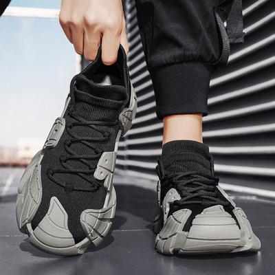 Verão e outono novos sapatos masculinos sapatos de pai malha respirável sapatos tecidos fly sapatos tipo meia luva sapatos casuais masculinos