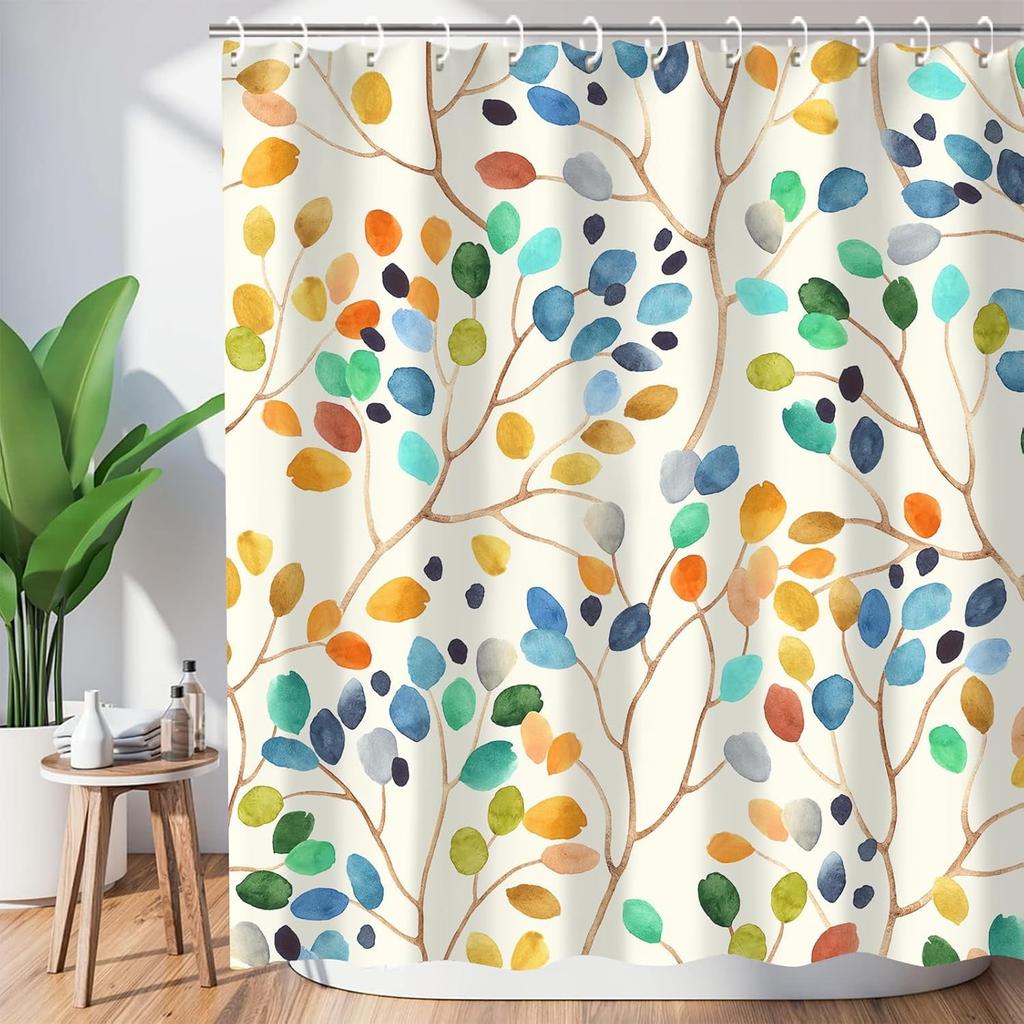 Elegant Watercolor Floral Bath Curtain - High-Quality Waterproof and Mildew-Proof Bathroom Decor for a Romantic Home Touch