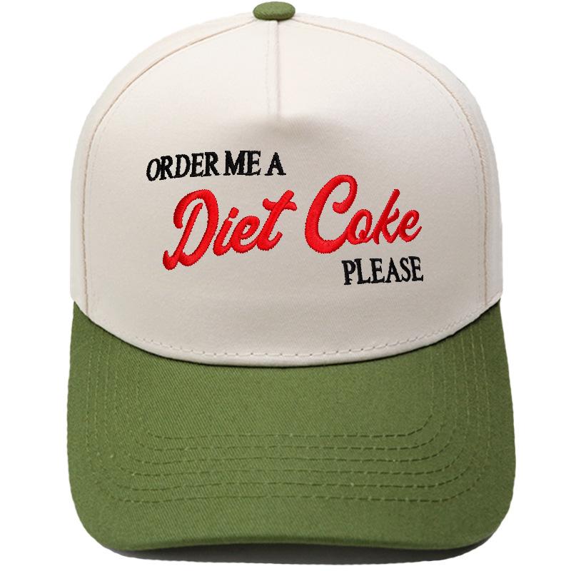 Diet Coke Embroidery Color Matching Truck Driver Baseball Cap Fun Men's and Women's Casual Shade Dad Hat