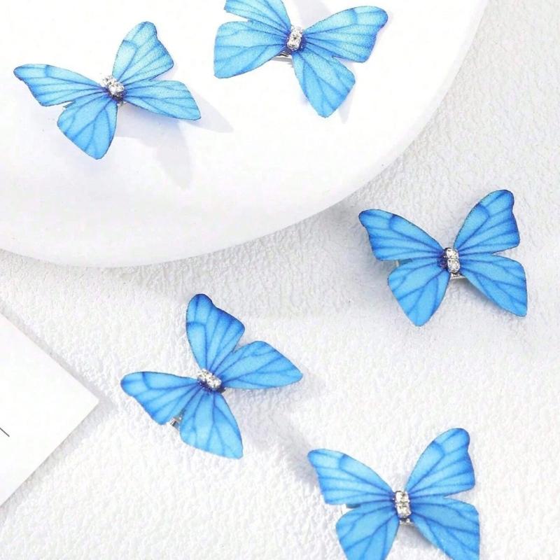 Pack Of 5 Butterfly Hair Clip For Women Girl Hair Accessories Side Barrettes For Parties Proms School Event Wear