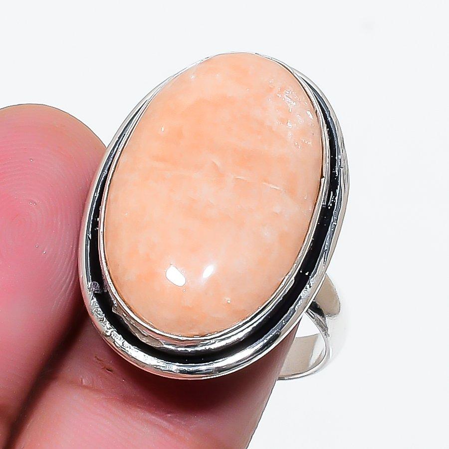 Natural Orange Aventurine Gemstone 925 Sterling Silver Jewelry Ring Size 9 AR-17788