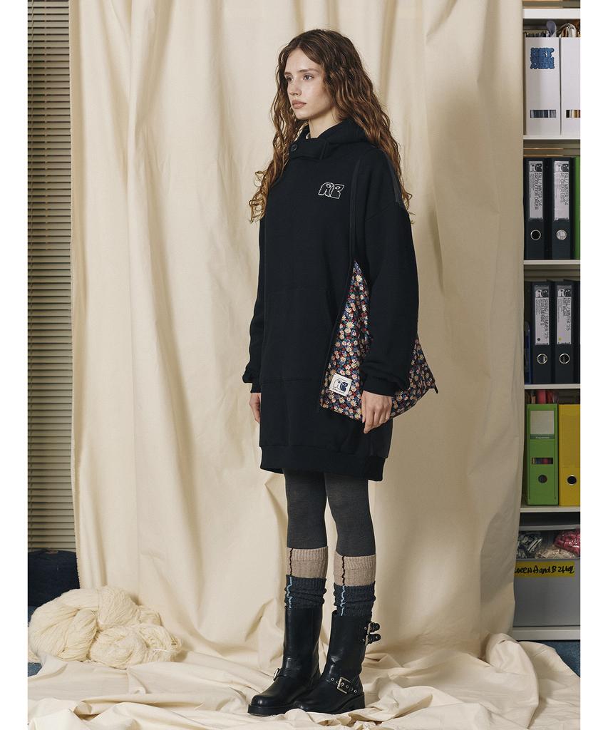 Between A And B Soft Warm Hooded Dress [Black]