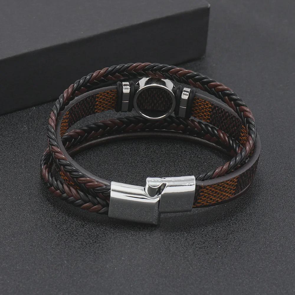 Men Punk Style Braided Leather Rope Bracelet Tree of Life Charm Punk Style Multi-layer Wristband Personalized Handmade