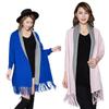 Women'S Double-Sided Shawl, Scarf, Dual-Purpose Fringed Thickened Long-Sleeved Cashmere-Blend Cape Jacket
