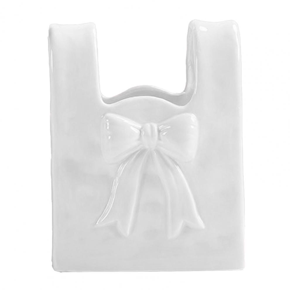 

Ceramic Vase With Bow Knot Accent Pink White Bow/Handbag/Bouquet Flower Vase For Living Room Shelf Table Desktop Decoration