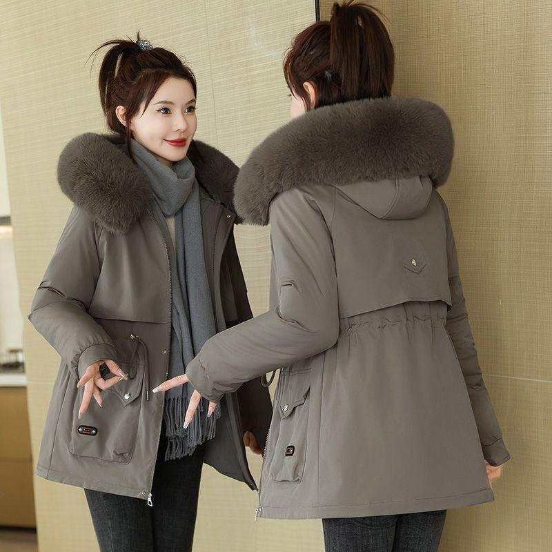 Winter New Velvet Thicker Pie To Overcome Waist Cotton-padded Clothes Medium and Long Cotton-padded Clothes Cotton-padded Jacket