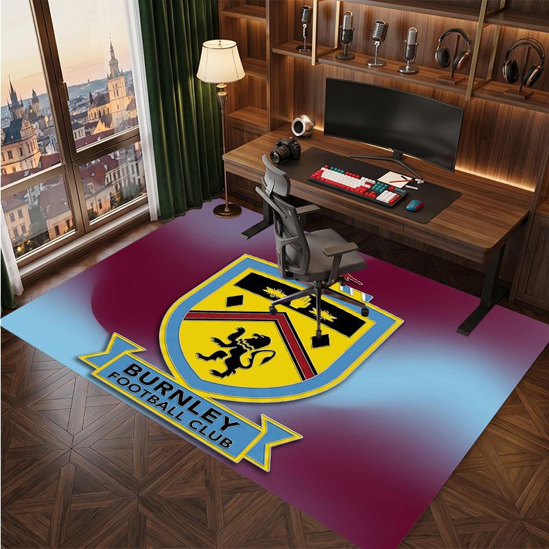 Burnley Football Print Crystal Velvet Rug, Comfortable Water Absorbent Non Slip Indoor Floor Carpet