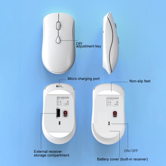 Wygodna bezprzewodowa mysz Symetryczna konstrukcja Przenośna Cicha