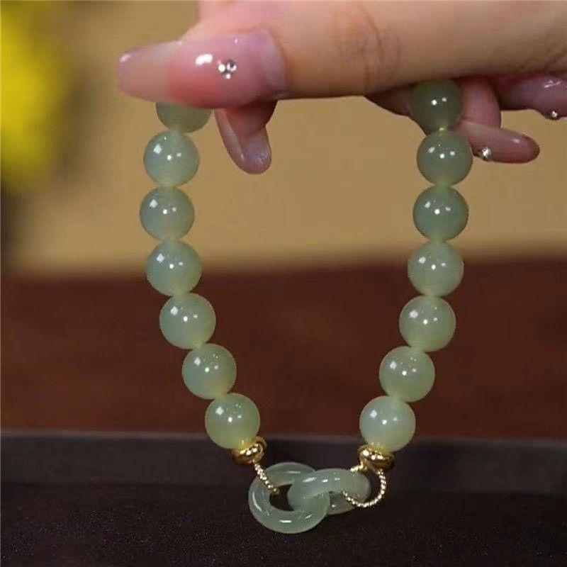 Ins Style Creative Lucky Beads Bracelet Vintage Light Luxury Handmade Bangle For Women'S Girls Wrist Chain Jewelry Gift