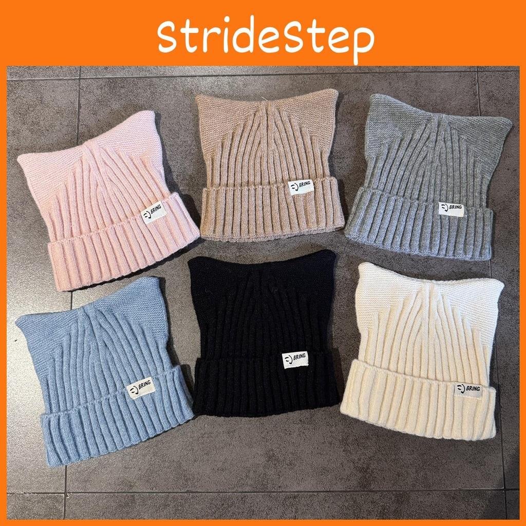 Cute Cat Solid Ears Shape Design Women Wool Knitting Hat For Fall Winter And
