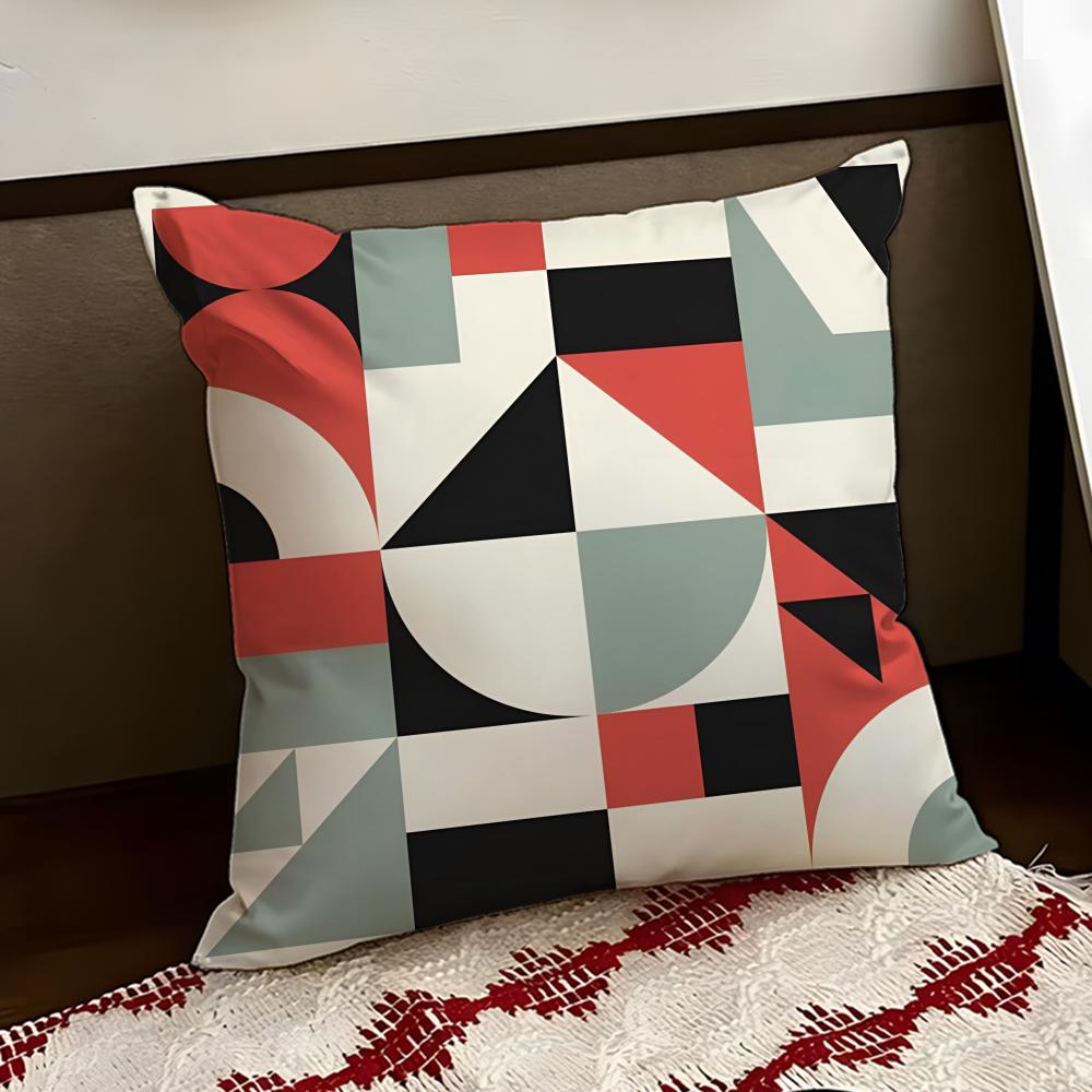 Abstract BBauhaus Geometry Cushion Cover Reversible Soft Durable Pillow Cover Home Car MultiScene Use for Daily Comfort