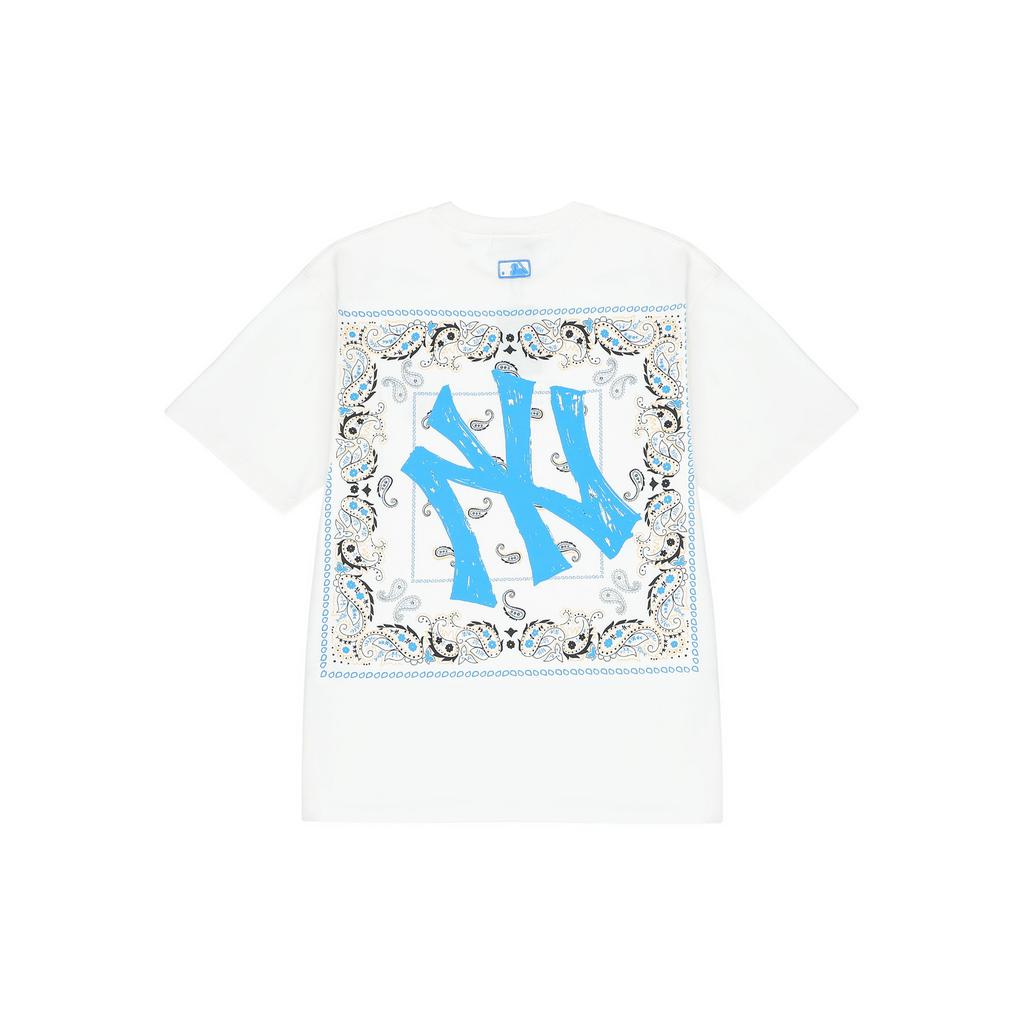 MLB New York Yankees Back Waist Cashew Flower Logo Crew Neck Short Sleeve T-Shirt Unisex T-Shirt Ivory 3ATS52023-50IVS