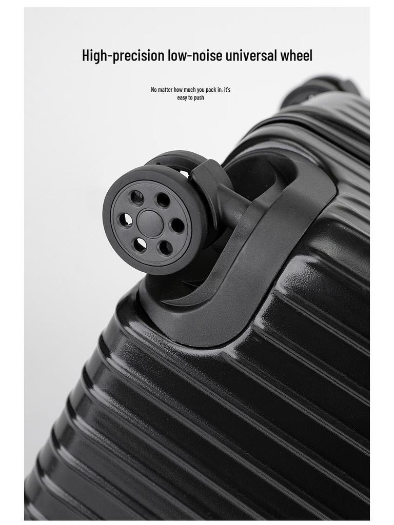 Thickened 24" PC Trolley Case: Drop-resistant, Large Capacity Suitcase with Combination Lock, Available in 26" & 30" Sizes, Leather Accent for Women.