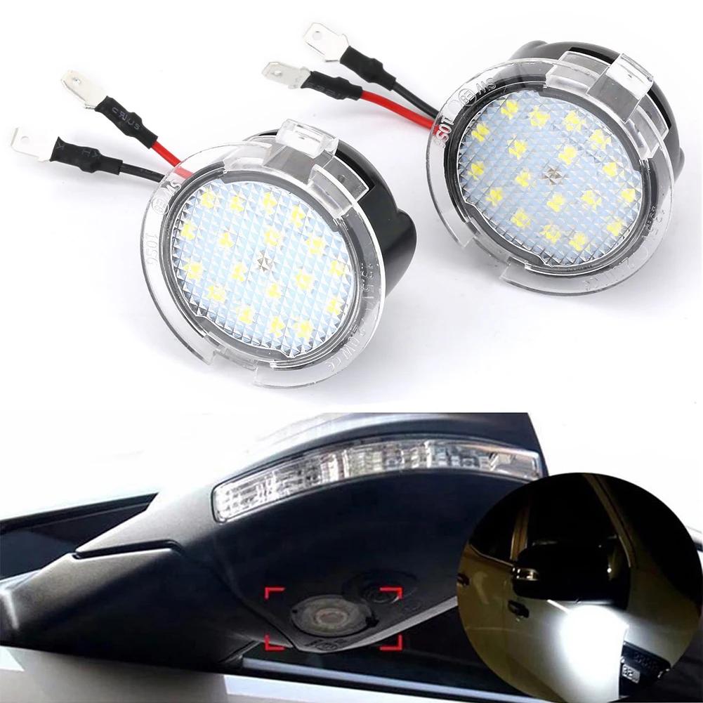 For Ford F150 Mondeo Mk5 Mustang Edge Explorer Expedition Flex 2Pcs LED Canbus No Error Side Mirror Puddle Lights 6000K White