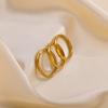 Women's 3PCS Set Stainless Steel Ring, Gold Color Plating 2mm Slim Plain Finger Band Rings, Trendy Stacked Jewelry for Party