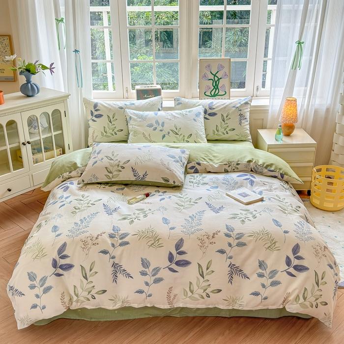 3pc 100% Cotton Duvet Cover Set,no fill,Elegant Floral Soft Breathable And Skin-friendly, Single Queen Size for Bedding Set