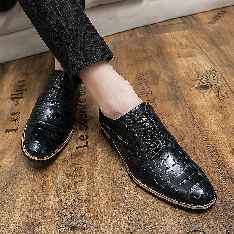 Men's Low-top Lace-up Wedding Shoes Large Size New Fashion Business Casual Trendy Shoes Retro British Leather Shoes